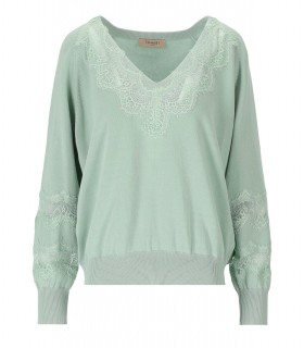 TWINSET GREEN JUMPER WITH LACE