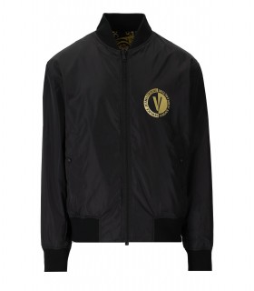 VERSACE JEANS COUTURE LOGO COUTURE BLACK REVERSIBLE BOMBER JACKET
