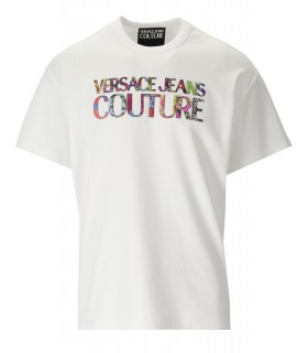 VERSACE JEANS COUTURE LOGO COLOR WHITE T-SHIRT