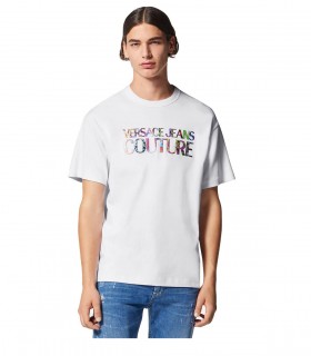 VERSACE JEANS COUTURE LOGO COLOR WHITE T-SHIRT