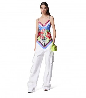 VERSACE JEANS COUTURE FOULARD ROSES MULTICOLOR TOP