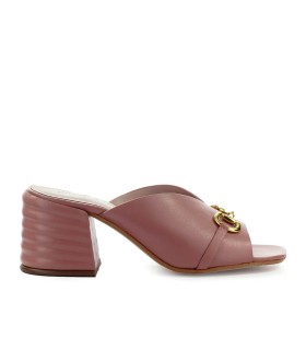 EMANUÉLLE VEE PINK HEELED MULE WITH CLAMP