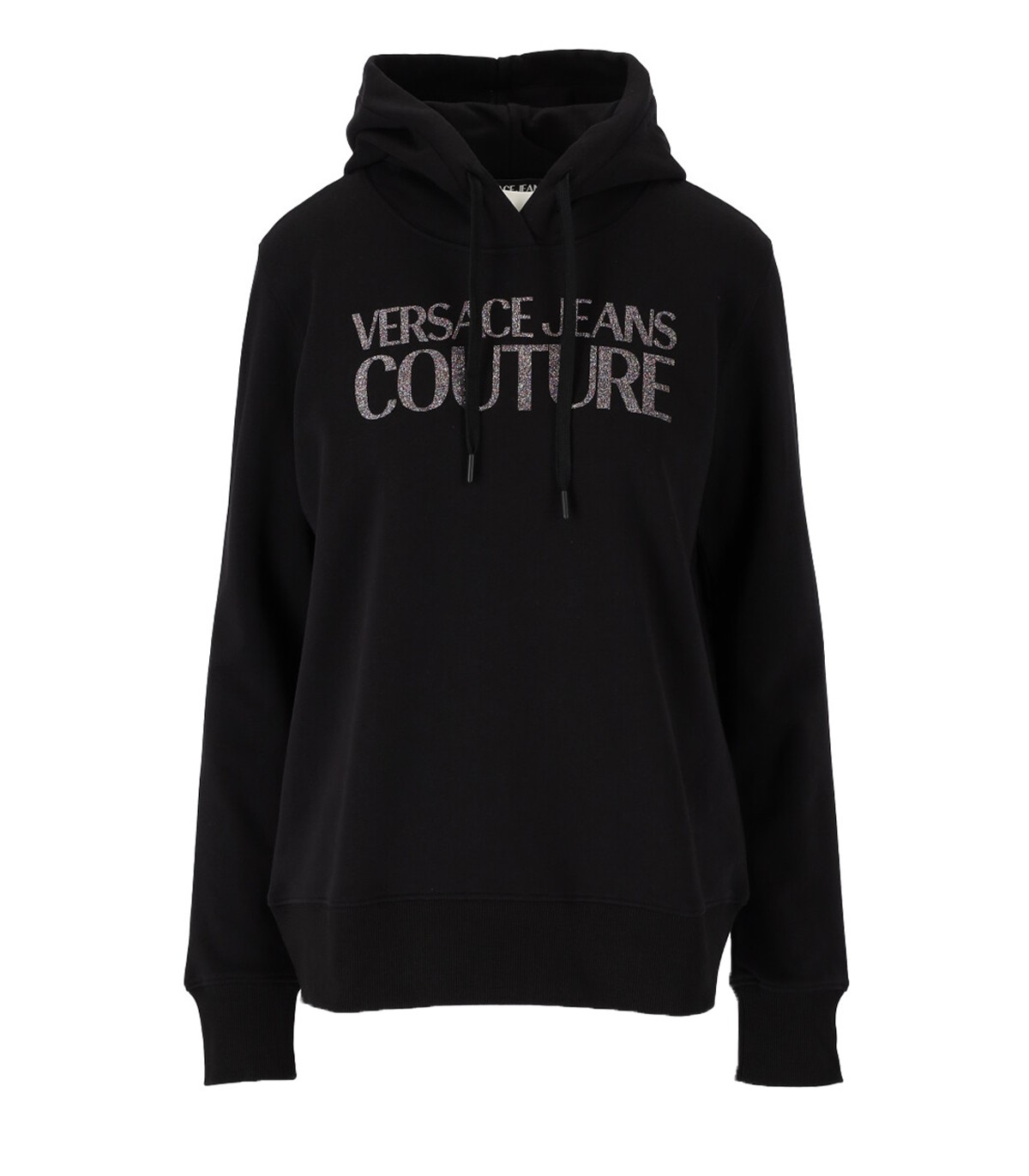 VERSACE JEANS COUTURE LOGO GLITTER BLACK HOODIE