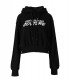 VERSACE JEANS COUTURE BLACK CROPPED HOODIE WITH LOGO