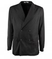 PAOLO PECORA BLACK COTTON DOUBLE-BREASTED SUIT JACKET