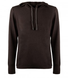 PAOLO PECORA BROWN WOOL HOODED JUMPER