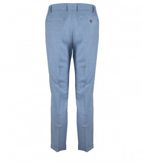 BERWICH RETRO ELAX MICRO HOUNDSTOOTH LIGHT BLUE TROUSERS