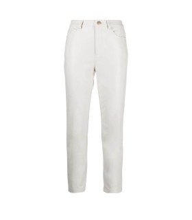 PINKO SUSAN 14 SKINNY FIT WHITE FAUX LEATHER TROUSERS