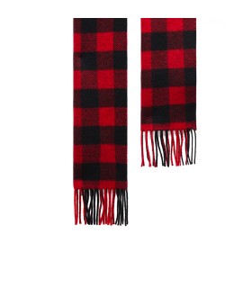 WOOLRICH BUFFALO CHECK RED BLACK SCARF
