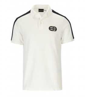 EMPORIO ARMANI OFF-WHITE POLO SHIRT WITH PATCH