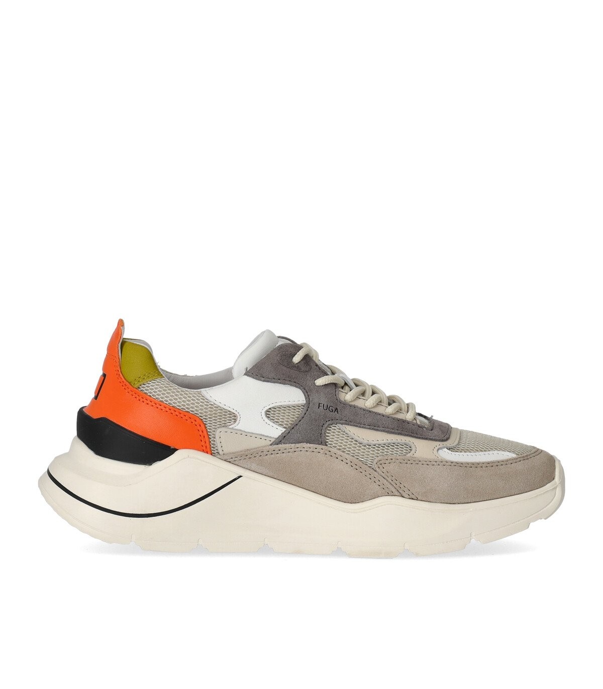 D.a.t.e. Fuga Sneakers In Leather And Ivory/orange Fabric In Multicolor