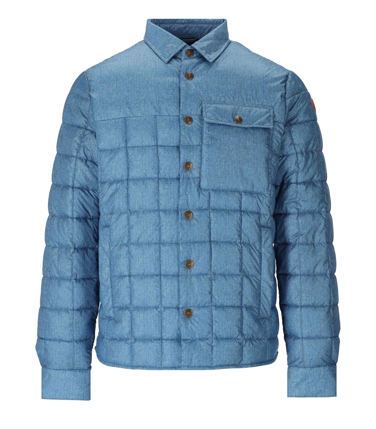 Save The Duck Quited Denim-print Jacket In Light Blue