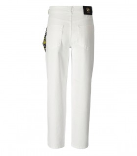 VERSACE JEANS COUTURE WHITE JEANS WITH FOULARD SCARF