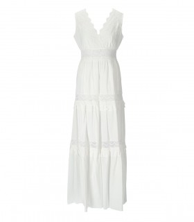 TWINSET WHITE LONG DRESS WITH LACE