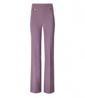 ELISABETTA FRANCHI CANDY VIOLET PALAZZO TROUSERS WITH CHAIN