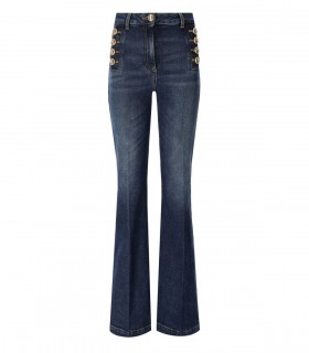 ELISABETTA FRANCHI BLUE FLARE JEANS WITH BUTTONS