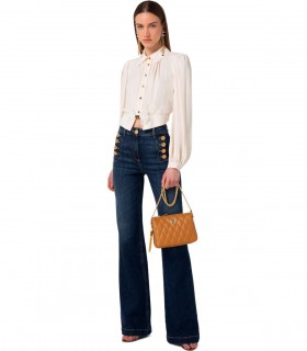 ELISABETTA FRANCHI BLUE FLARE JEANS WITH BUTTONS