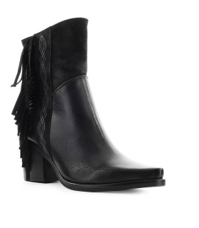 ZOE BLACK TEXAN BOOT WITH FRINGES