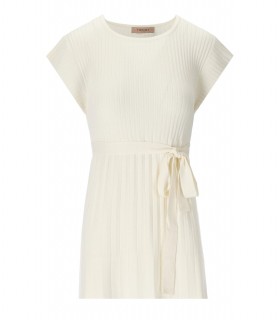 TWINSET OFF-WHITE PLEATED BLOUSE WITH BELT