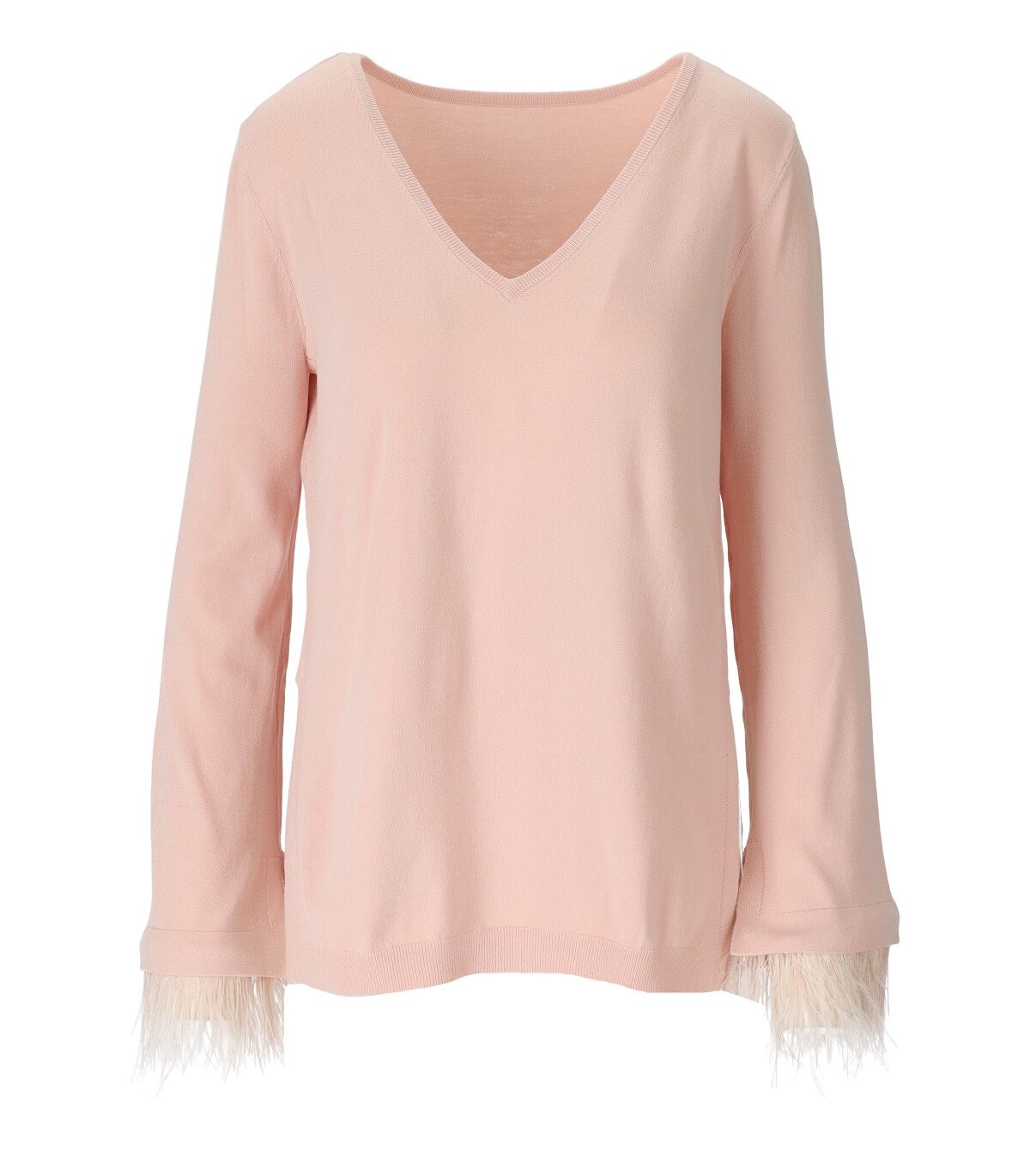TWINSET PINK SWEATER WITH FEATHERS
