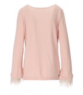 TWINSET PINK SWEATER WITH FEATHERS