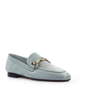 DOUCAL'S LIGHT BLUE LOAFER WITH GOLD LOGO