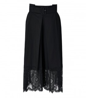 TWINSET BLACK WIDE LEG PANTS WITH LACE