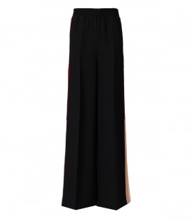 TWINSET BLACK WIDE LEG PANTS WITH BANDS