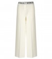 TWINSET OFF-WHITE KNITTED WIDE LEG TROUSERS