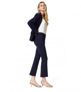 TWINSET BLUE CROPPED FLARE TROUSERS