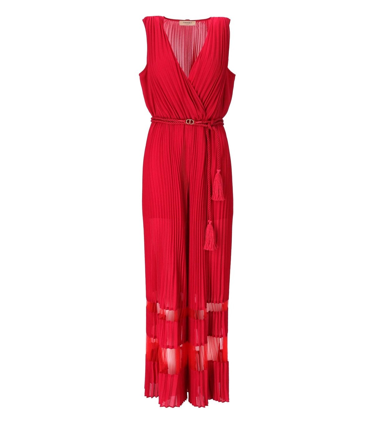 TWINSET FUCHSIA RED PLATED JUMPSUIT