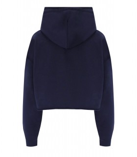 GANNI BLUE OVERSIZE CROPPED HOODIE