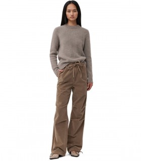 GANNI CAMEL RIBBED TROUSERS