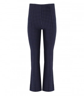 GANNI BLUE CHECK FLARE TROUSERS