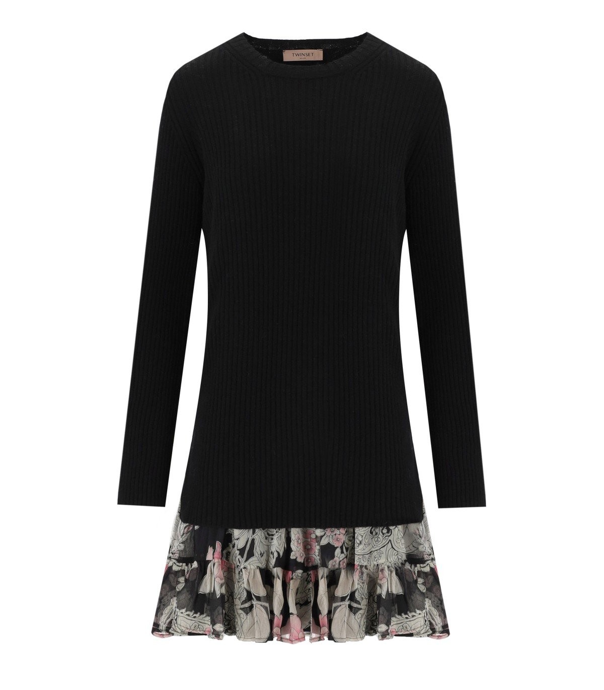 TWINSET CACHEMIRE AND ROSE BLACK KNITTED DRESS