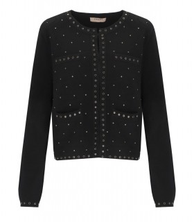 TWINSET BLACK KNITTED JACKET WITH STUDS