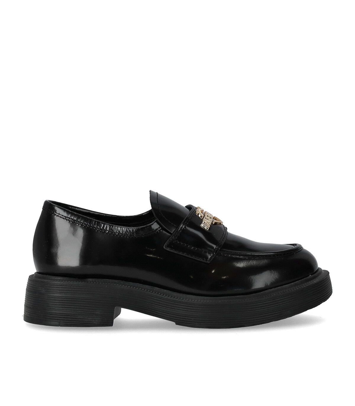 LOVE MOSCHINO BLACK LOAFER WITH LOGO