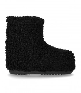 MOON BOOT ICON LOW FAUX CURLY BLACK SNOW BOOT