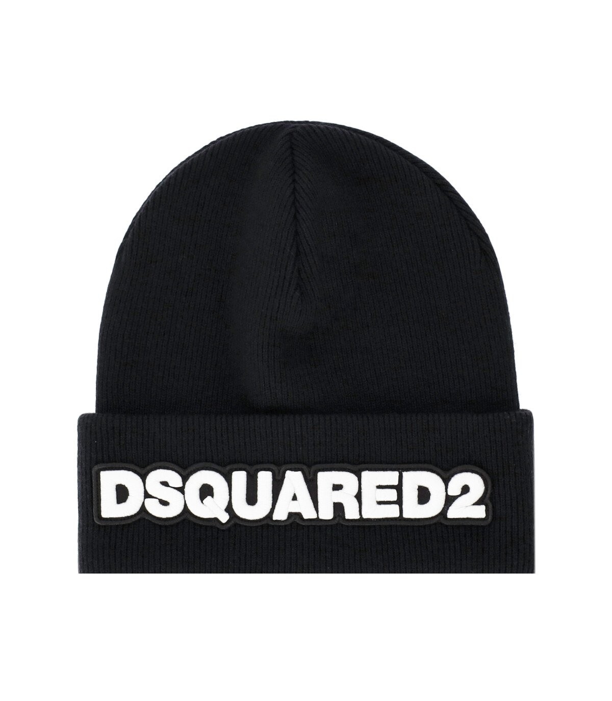 DSQUARED2 BLACK BEANIE WITH WHITE LOGO