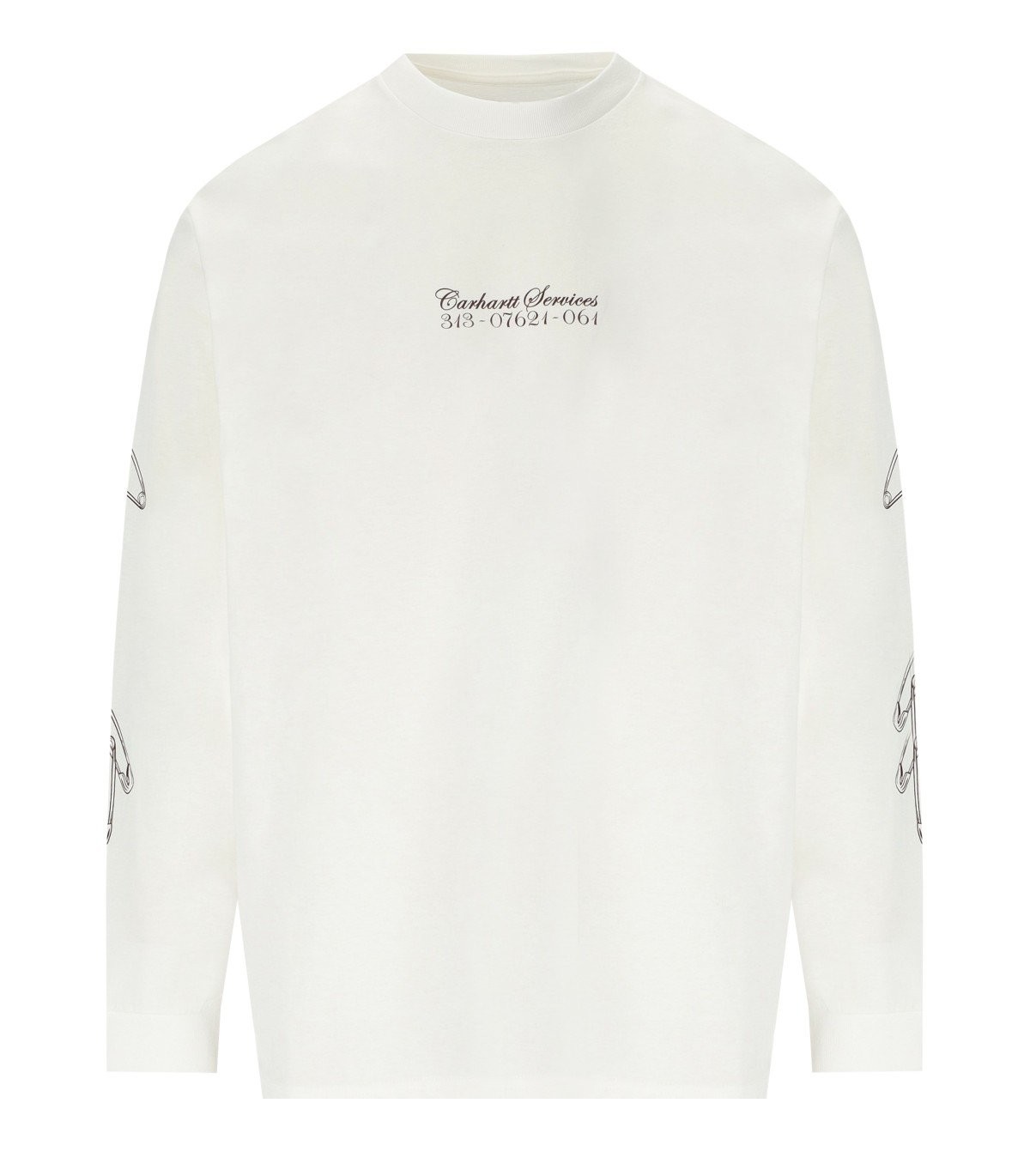 CARHARTT WIP L/S SAFETY PIN WHITE LONG SLEEVED T-SHIRT