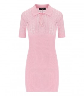 DSQUARED2 PINK OPENWORK KNITTED DRESS