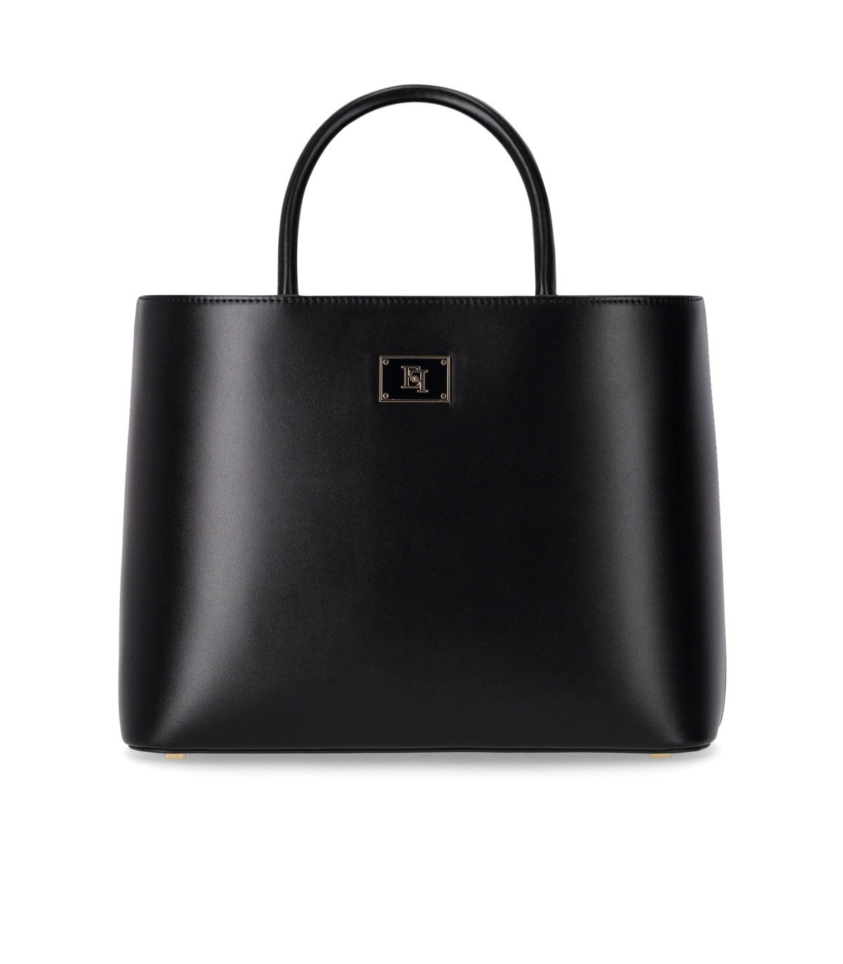 Elisabetta Franchi Medium Logo-palque Tote Bag In Black