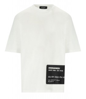 DSQUARED2 LOOSE FIT WHITE PRINTED T-SHIRT
