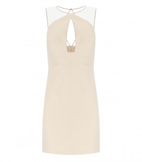 ELISABETTA FRANCHI BUTTER DRESS WITH TULLE