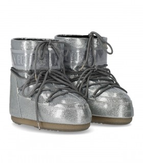 MOON BOOT ICON LOW GLITTER SILVER SNOW BOOT