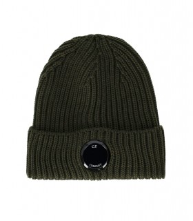 C.P. COMPANY MILITARY GREEN RIBBED BEANIE