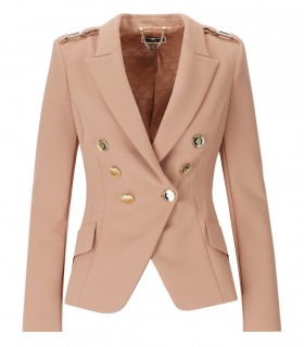 ELISABETTA FRANCHI NUDE DOUBLE BREASTED BLAZER WITH LOGO