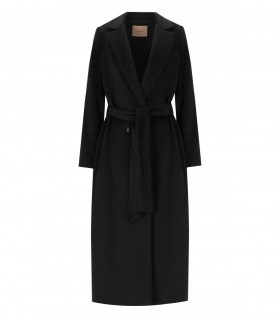 TWINSET WOOL MIX BLACK DOUBLE-BREASTED COAT