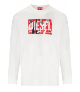 DIESEL T-JUST-LS-L6 WHITE LONG SLEEVED T-SHIRT