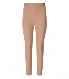 ELISABETTA FRANCHI NUDE TROUSERS WITH LOGO